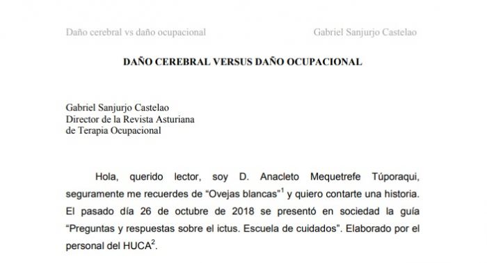 DAÑO CEREBRAL VERSUS DAÑO OCUPACIONAL. Gabriel Sanjurjo Castelao