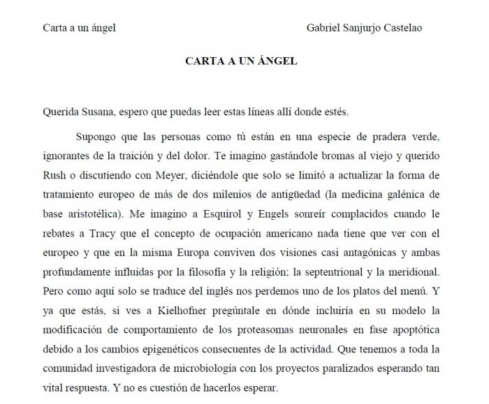 CARTA A UN ÁNGEL . Gabriel Sanjurjo Castelao